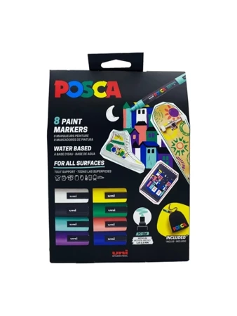 Zestaw markerów PC-5m Posca Uni 8szt.z torebką materiałową gratis - TRODAT