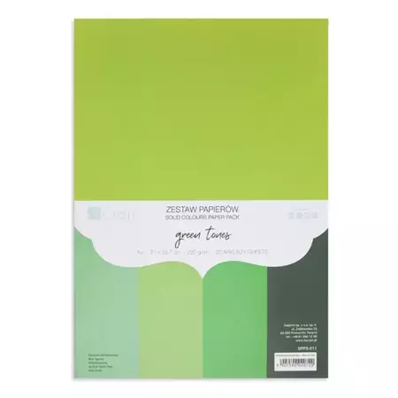 Zestaw papierów A4 Green Tones 220g  20 ark. - dp Craft