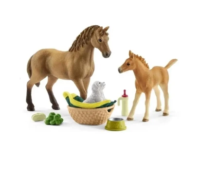 Zestaw pielęgnacyjny Quarter Horse + źrebię - SCHLEICH