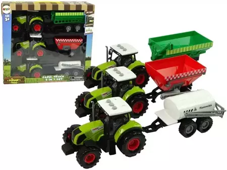 Zestaw trzech traktorów z naczepami - Leantoys