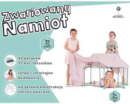 Zwariowany namiot miętowo-szary - Kolorowe Baloniki