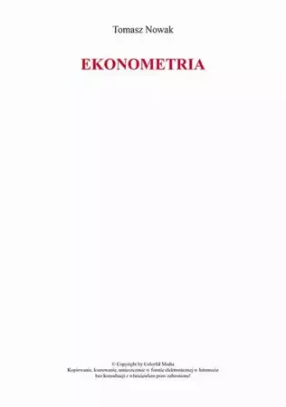 eBook Ekonometria - Tomasz Nowak